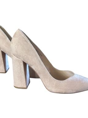 Fashion to Figure Tan Faux Suede High Heel Shoes-Size 10W